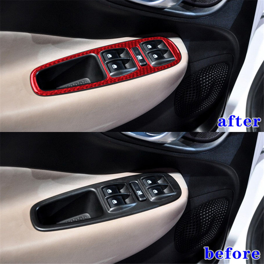 2X Red Front Door Window Control Panel Trim Carbon Fiber for Fiat 500L 2014-2017