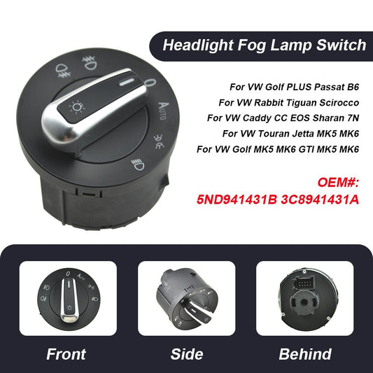 Chrome Headlight Fog Lamp Switch for VW for Golf MK 5 6 Plus for Jetta 3 Touran for Tiguan