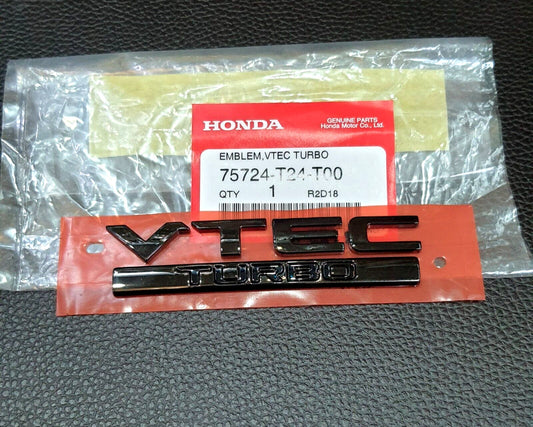 Retro-style turbocharger black glossy logo embroidered badge for rear for Honda for CIVIC FE 2021-2022