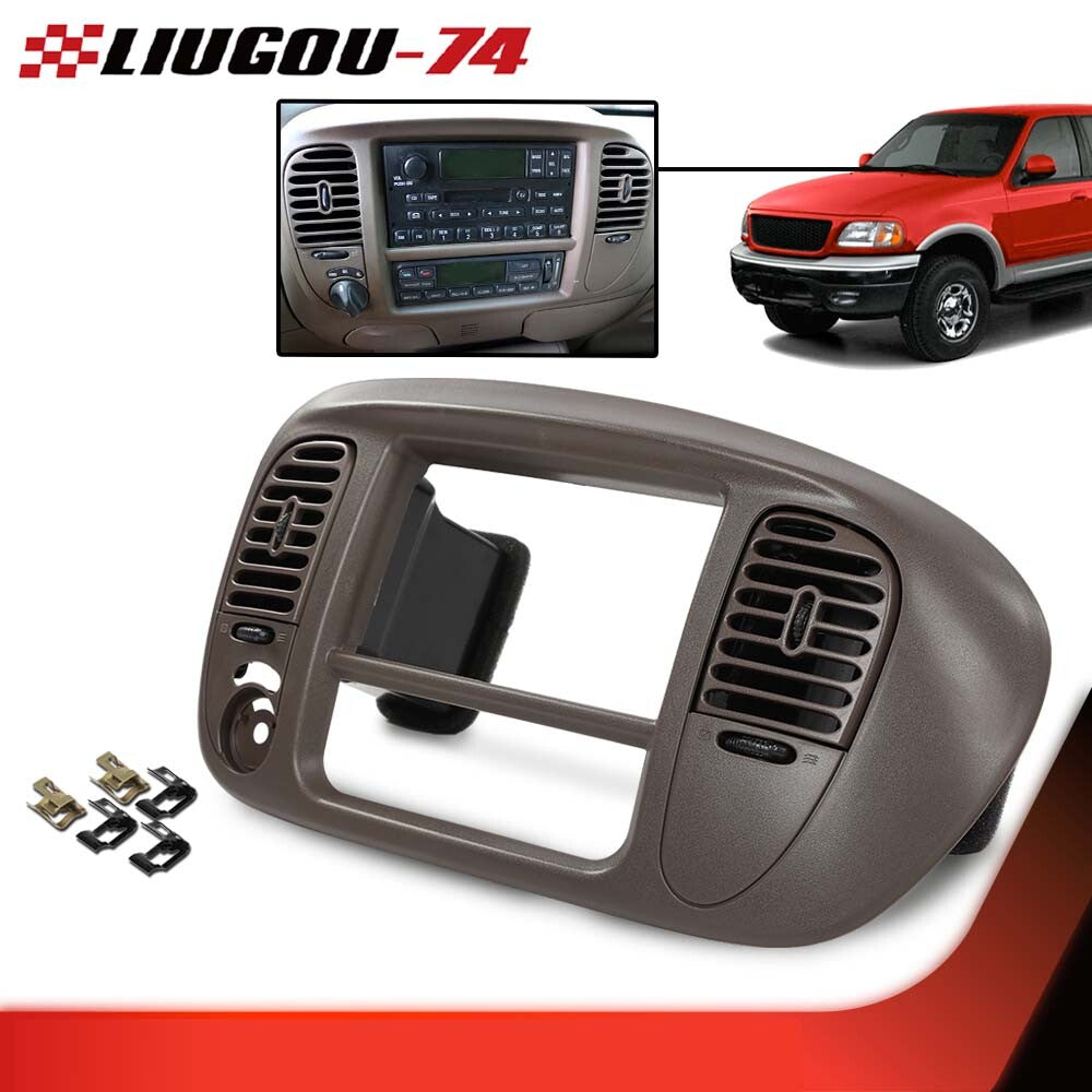 Center Dash Radio Surround Bezel Trim Panel, Brown, 1-Piece Set for 00-03 for Ford F150