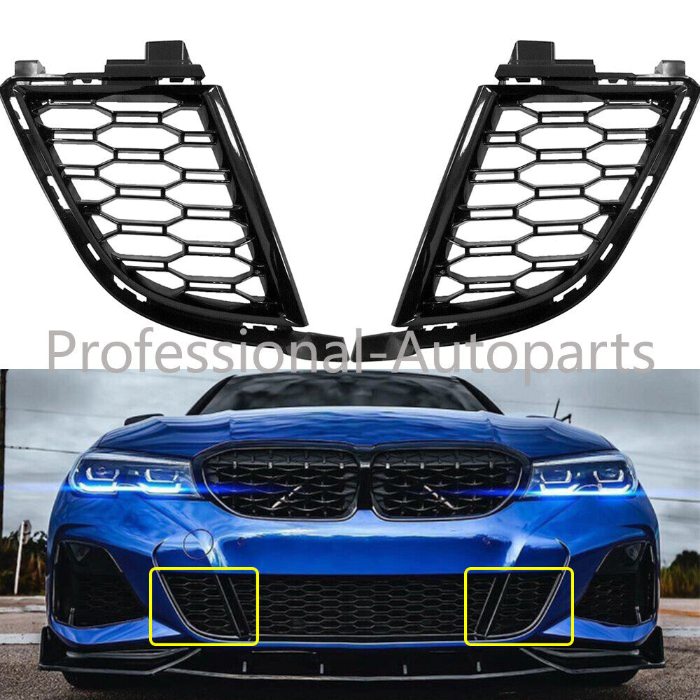 Front LeftRight Bumper Lower Grills Black Fit for BMW 330i xDrive/330i 19-22
