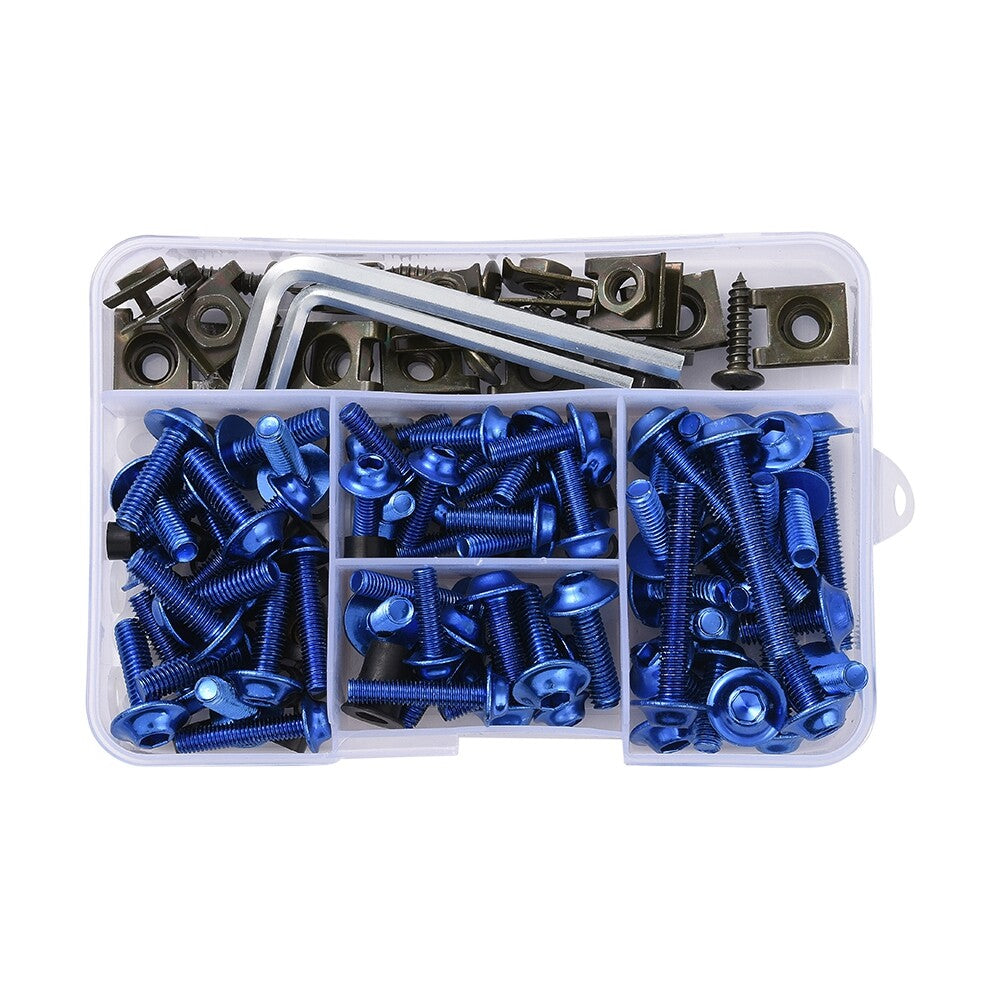 Motorcycle Fairing Bolt Kit Screws 177pcs Blue Screws Nut Replacement M6 M5