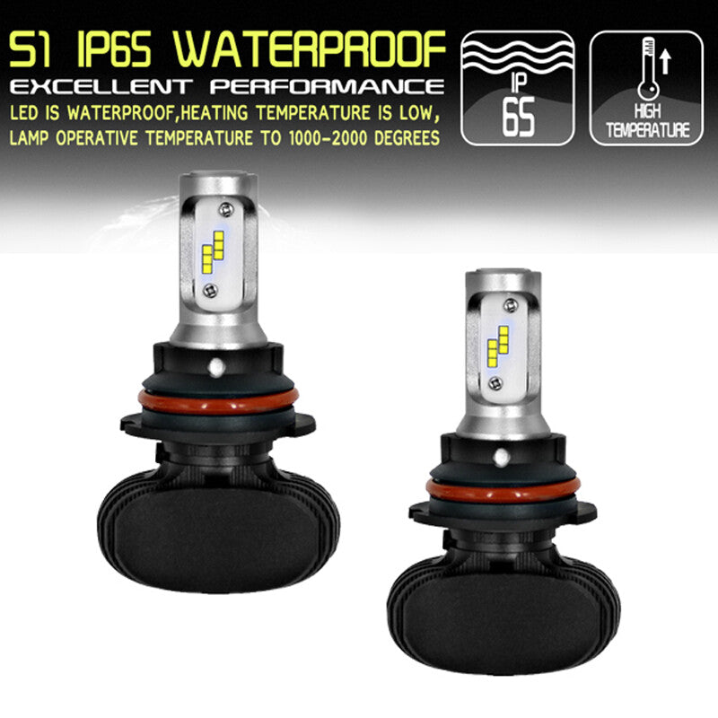 2-pack DC9-32V 8000LM 9004 HB1 Car SUV LED Headlights High and Low Beams 6000K 25W/Bulbs