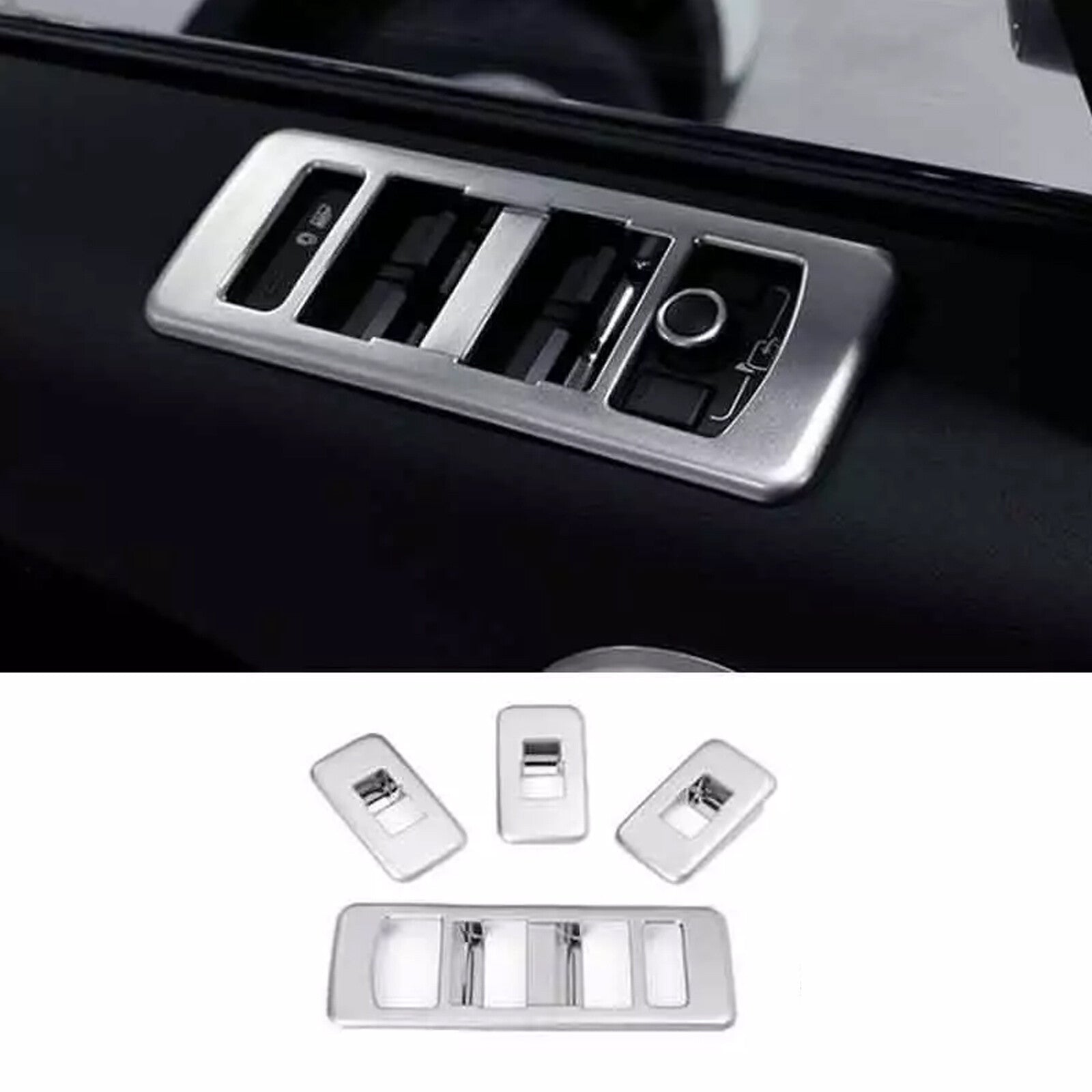 for Range Rover Sport 2014-2017 Matte Silver Window Lift Lock Switch Panel TriP