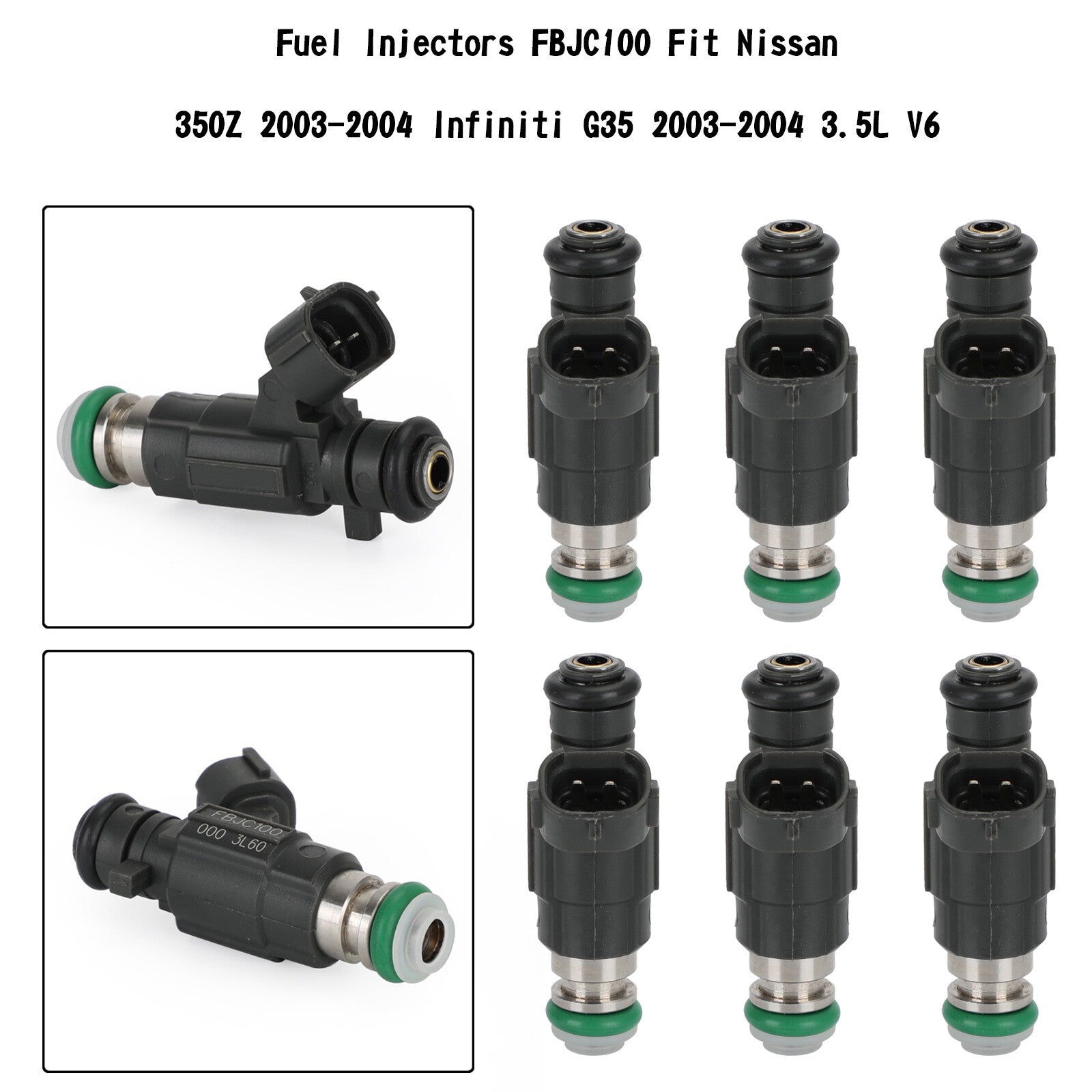 6-pack FBJC100 fuel injectors suitable for Nissan 350Z (03-04) and for Infiniti G35 (2003-2004).