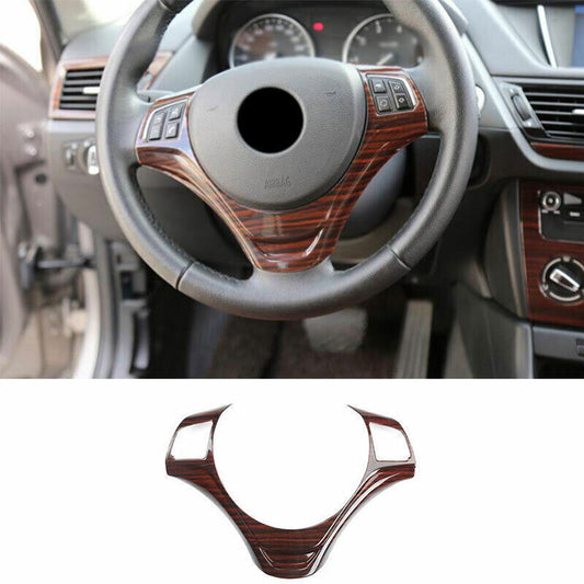 for BMW X1 E84 2013-2015 Red Wood Grain Inner Steering Wheel Decor Cover Trim 1P