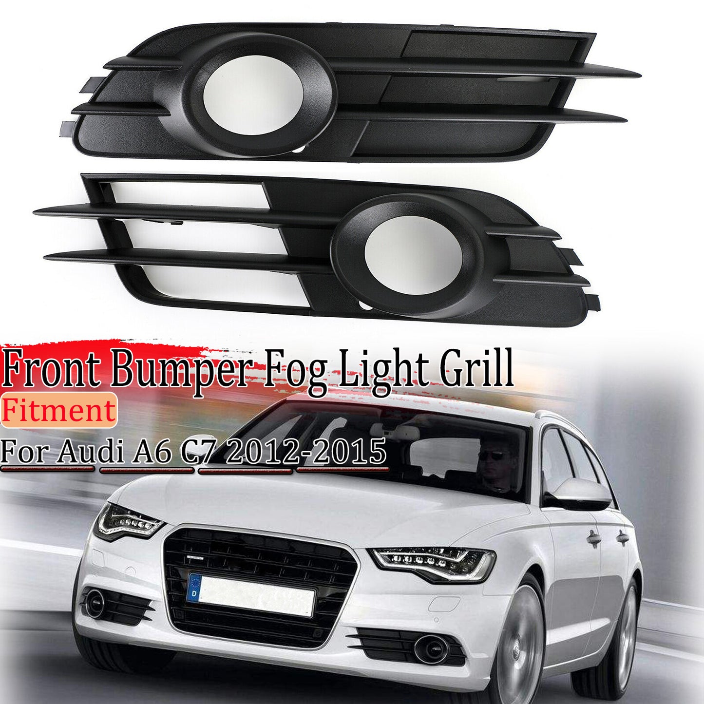 Front bumper grille, left and right lower fog light grille, suitable for 2012-2015 for Audi A6 C7.