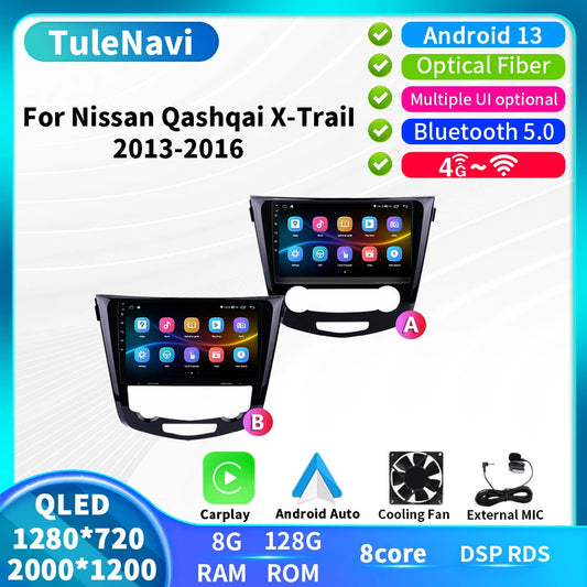 Car Stereo Radio for Nissan Qashqai Xtrail 2013-2016 Android CarPlay GPS Screen