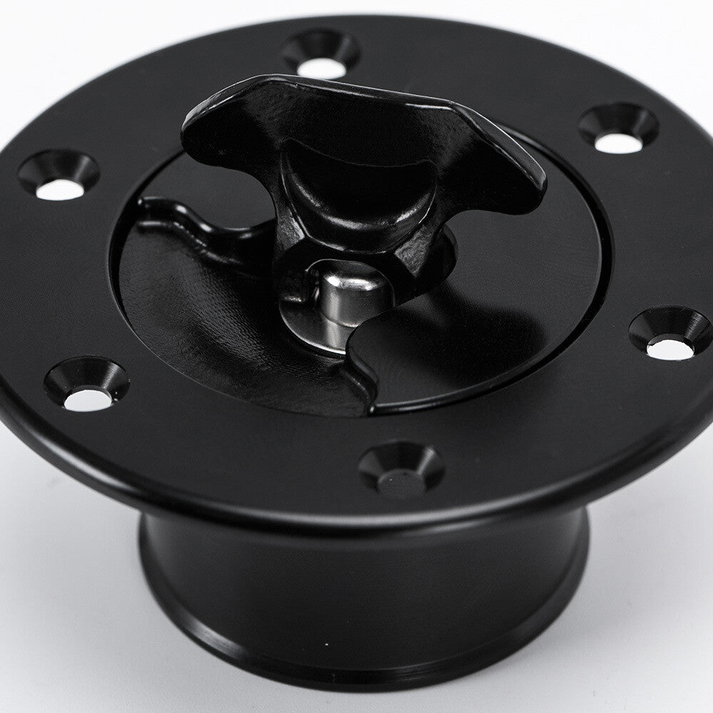 Car Stainless steel Fuel Filler Neck Up Gas Flush Mount Universal W/ 6 Holes BK