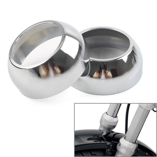 2pcs Front Fork Boot Cap Covers 39mm Chrome for Harley Sportster Dyna FXR FXD