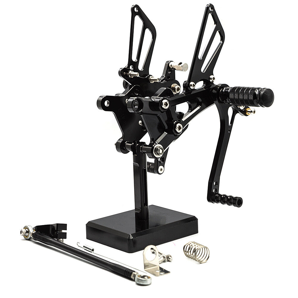 CNC rear wheel footrest and pedals for Honda CBR600 F4I 2001-2007, 2002, 2003, and 2005 models.