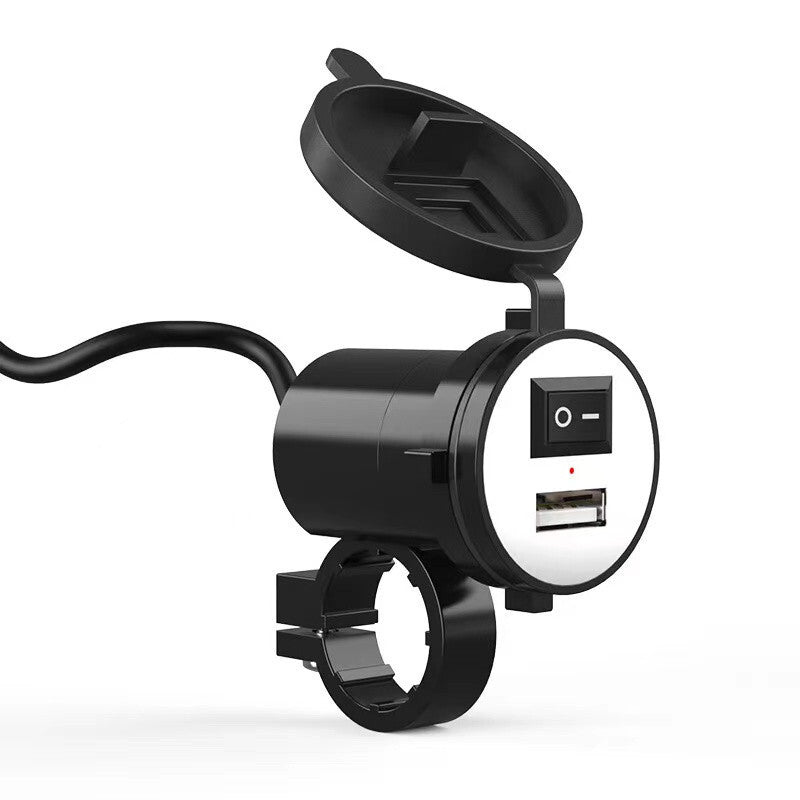 Motorcycle Handlebar ATV USB Charger Supply Socket with ON-OFF Switch Adapter