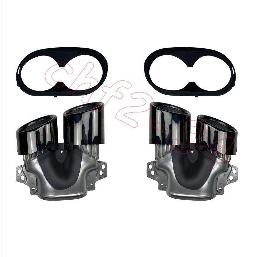 Black Steel Rear Exhaust Muffler Tip Tail Pipe for Benz A35 CLA35 AMG 2020-2022