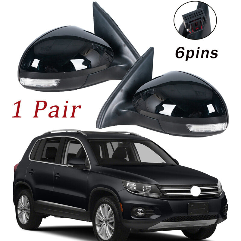 1. Dual Black Wing Door Side Mirror Assembly (6-pin) for Volkswagen for Tiguan (2009-2016)