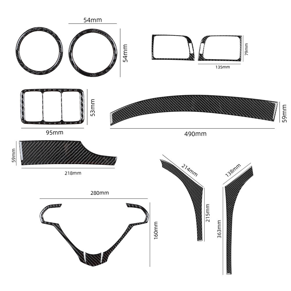 10Pcs Carbon Fiber Instrument Dashboard Kit Cover Trim for Acura TSX 2009-2014