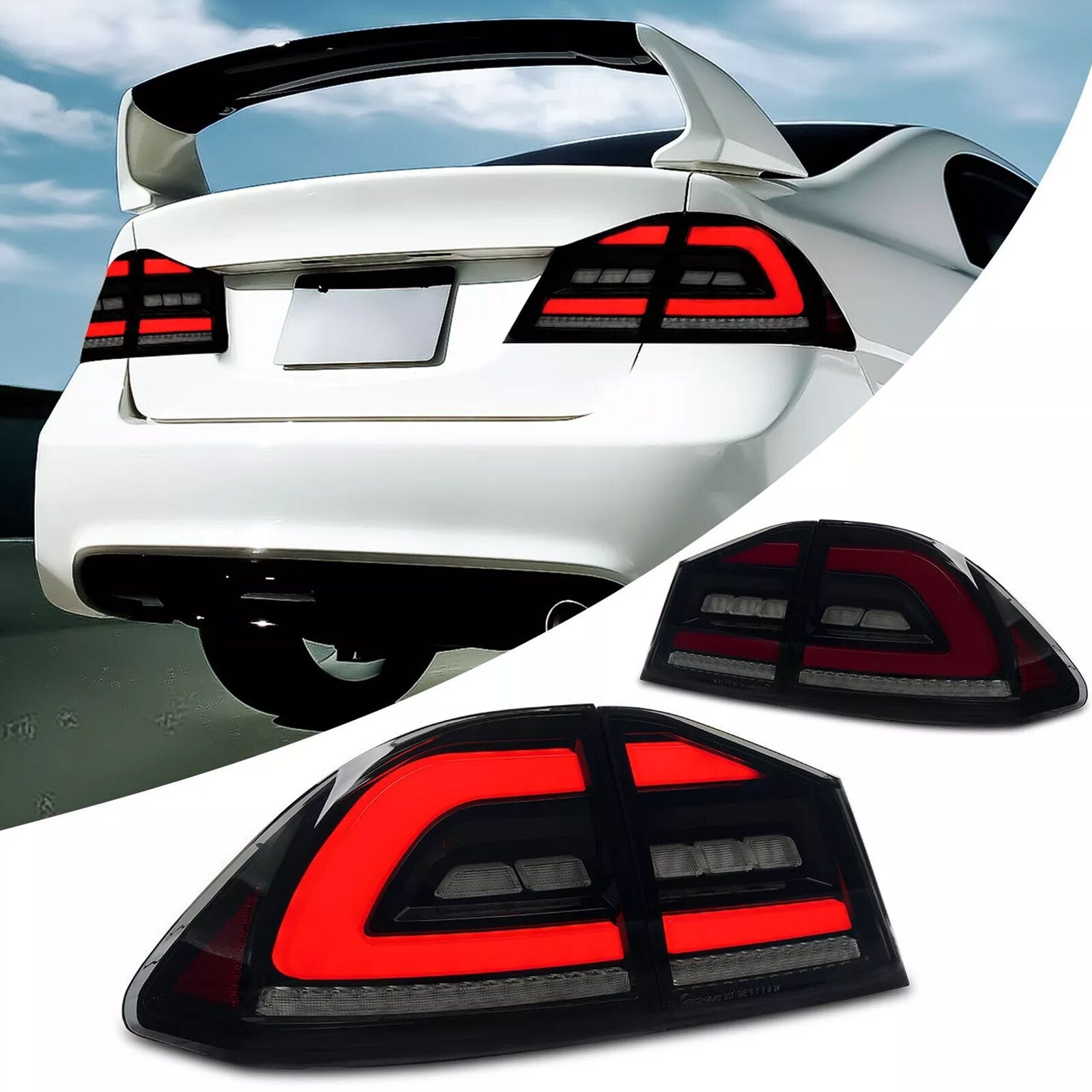 Smoke Red LED Sequential Taillights for 05-12 for Honda for Civic FD2 FD1 tail lights