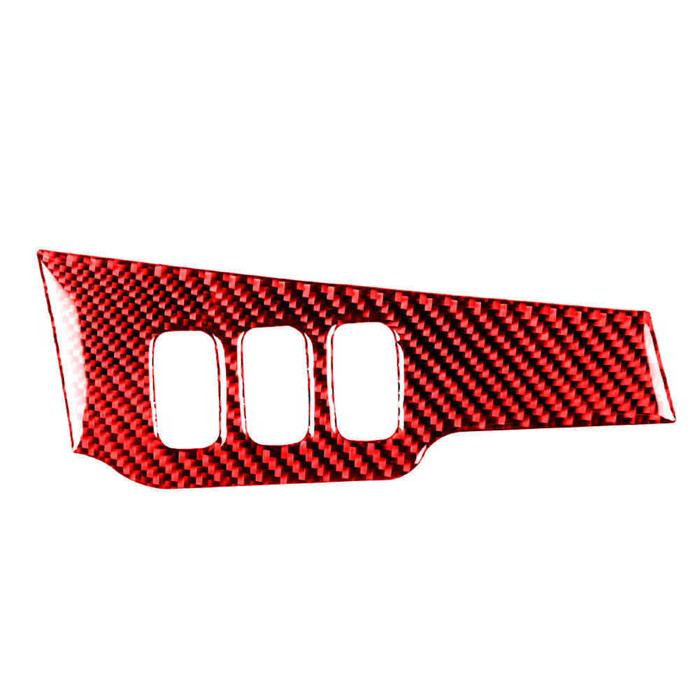 Red Carbon Fiber Headlight Switch Panel Cover Fit for Mitsubishi Lancer 2008-15