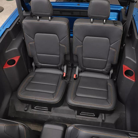 Suitable for 21-24 for Ford for Mustang 2-door Red Carbon Interior Rear for Seat Cupholder Cover Trim