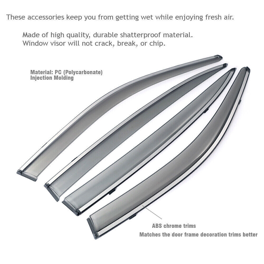 4X Sun Rain Guard Window Visor Vent Shade Wind Deflector For 13-19 for Cadillac ATS