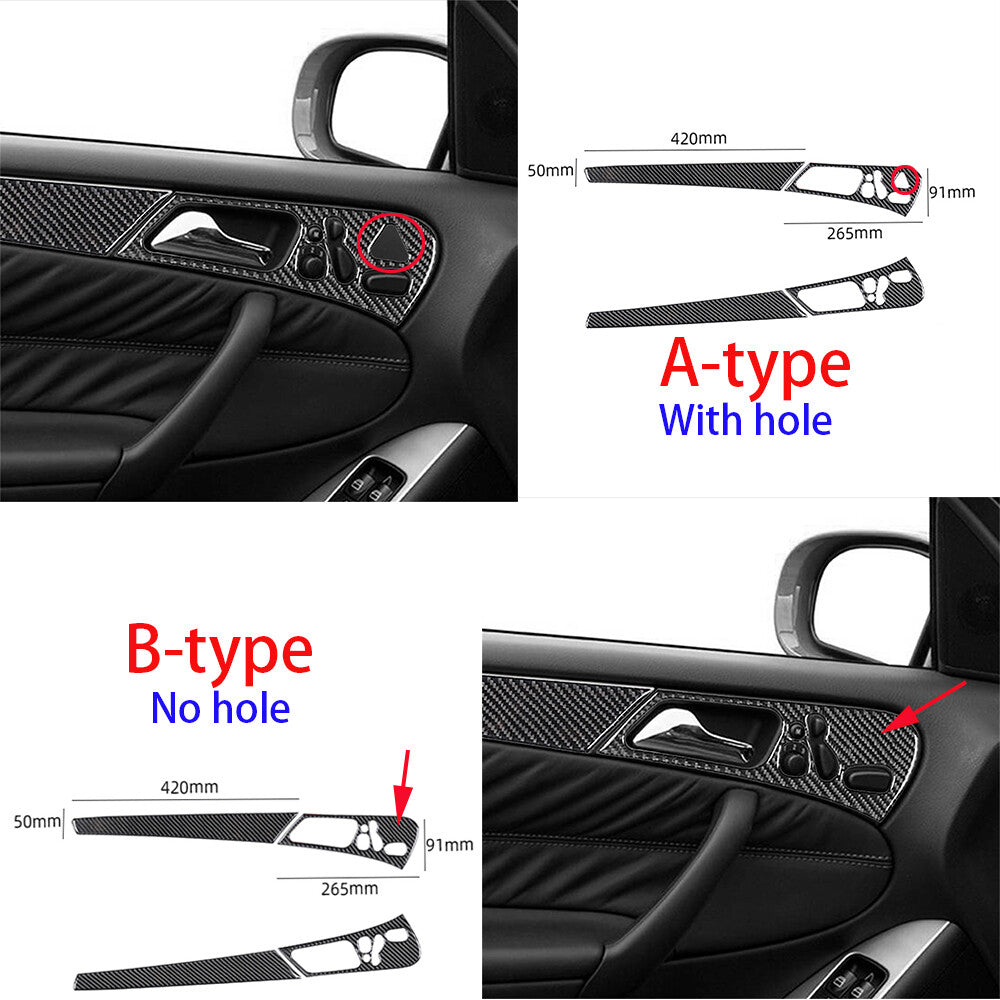 8Pcs Carbon Fiber Interior Door Handle Panel Cover for Benz C Class W203 2005-07