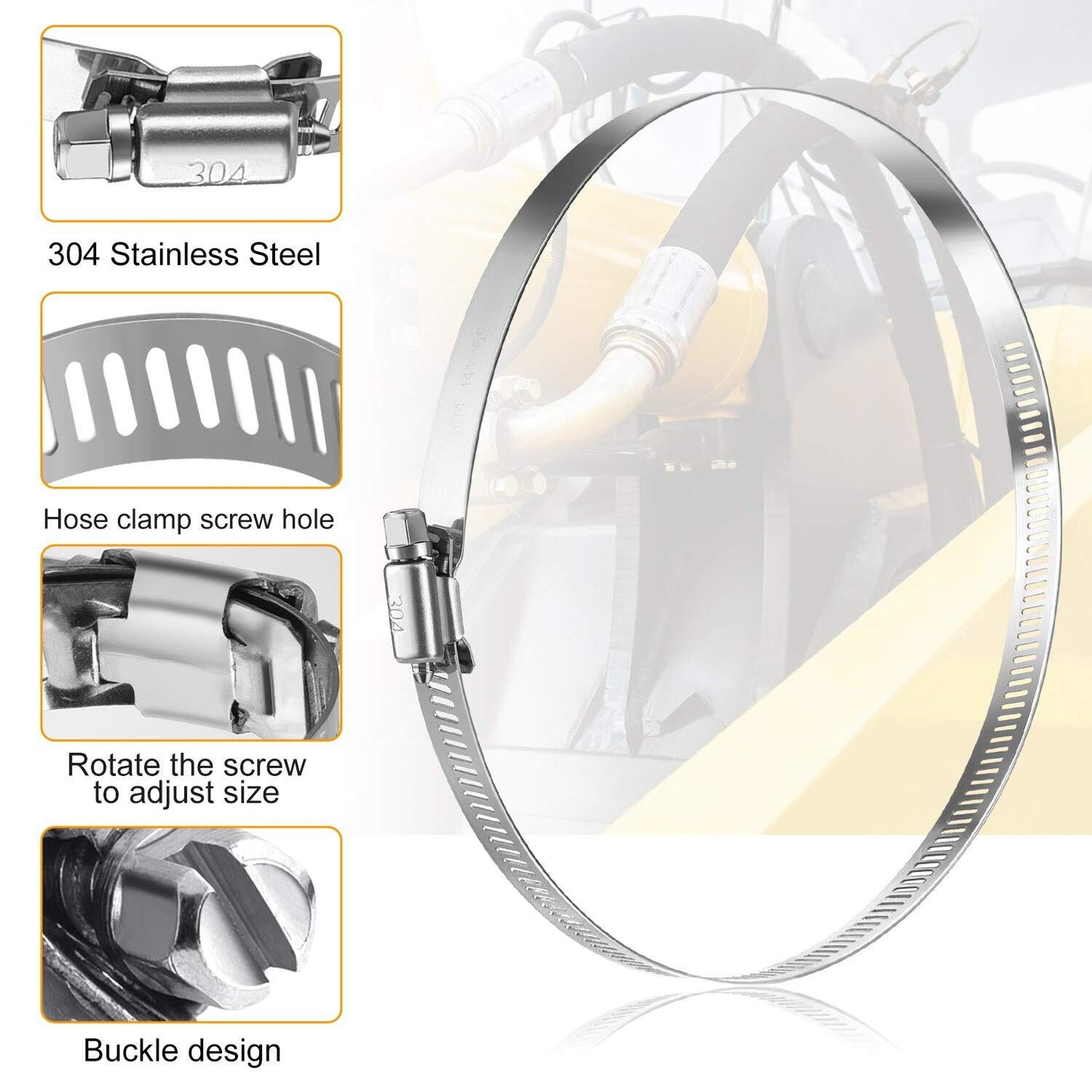 Adjustable 12-inch hose clamp, worm gear hose clamp, fuel line clamp
