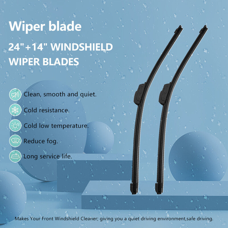 24 and 14 Inch Windshield Wiper Blades J-hook Bracketless Frameless 1 Pair