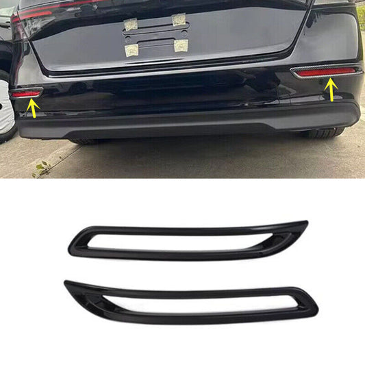 Glossy Black 2X Rear Fog Lamp Bumper Light Cover Trim for Honda Accord 2023 2024