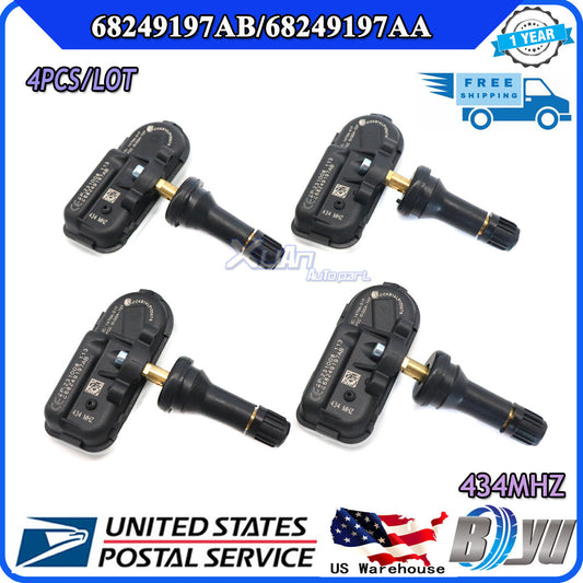 new 68249197AA Tire Pressure Sensor (TPMS) 4-piece set for Ram for Jeep Cherokee 2014-2021