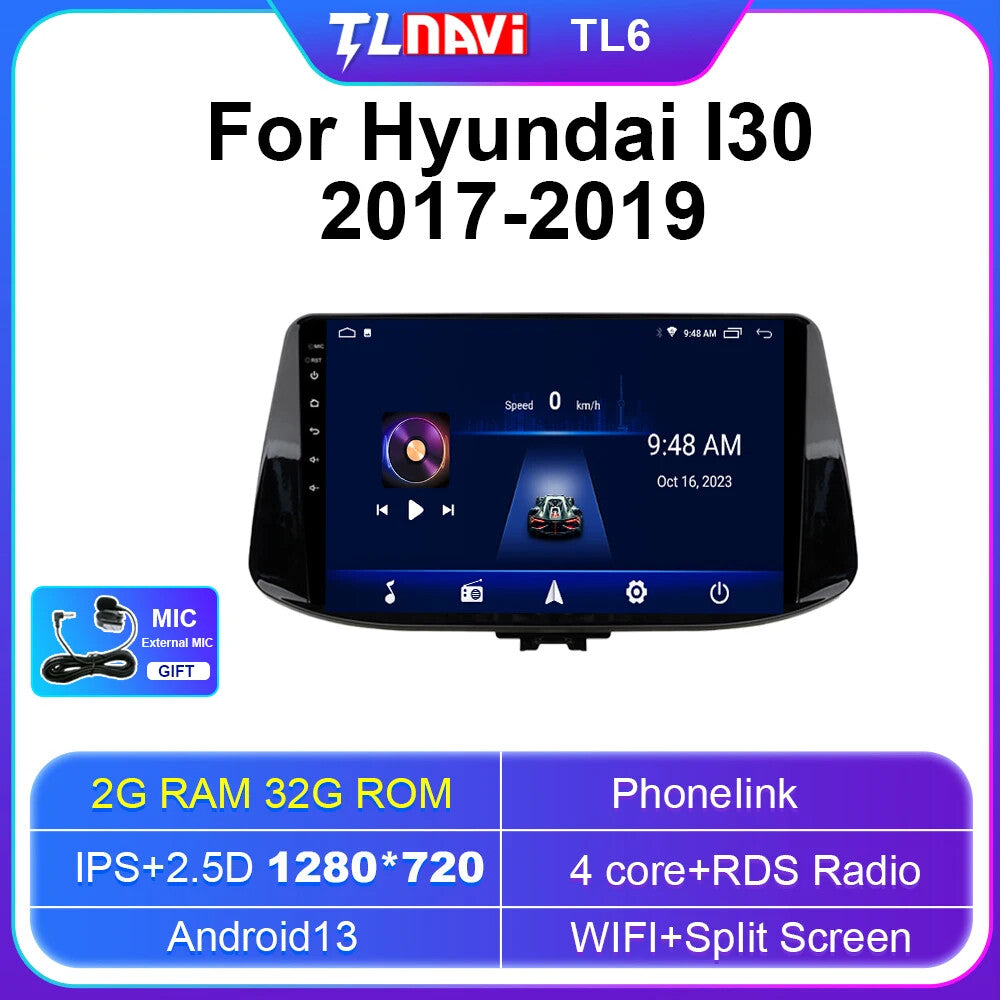 for Hyundai I30 Car Multimedia Radio Stereo Player With Carplay GPS Navigation