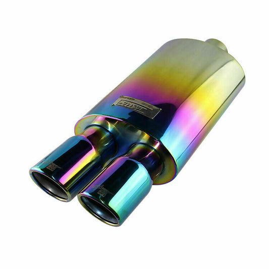 Exhaust Tip 2.5 ID Dual 3 OD Sport Sound Muffler Tip Rainbow Double Wall Tip