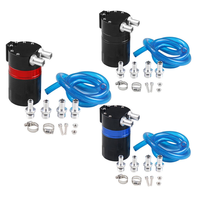 Oil Catch Can Kit Reservoir Polish Baffled Tank Engine Aluminum Universal Black
