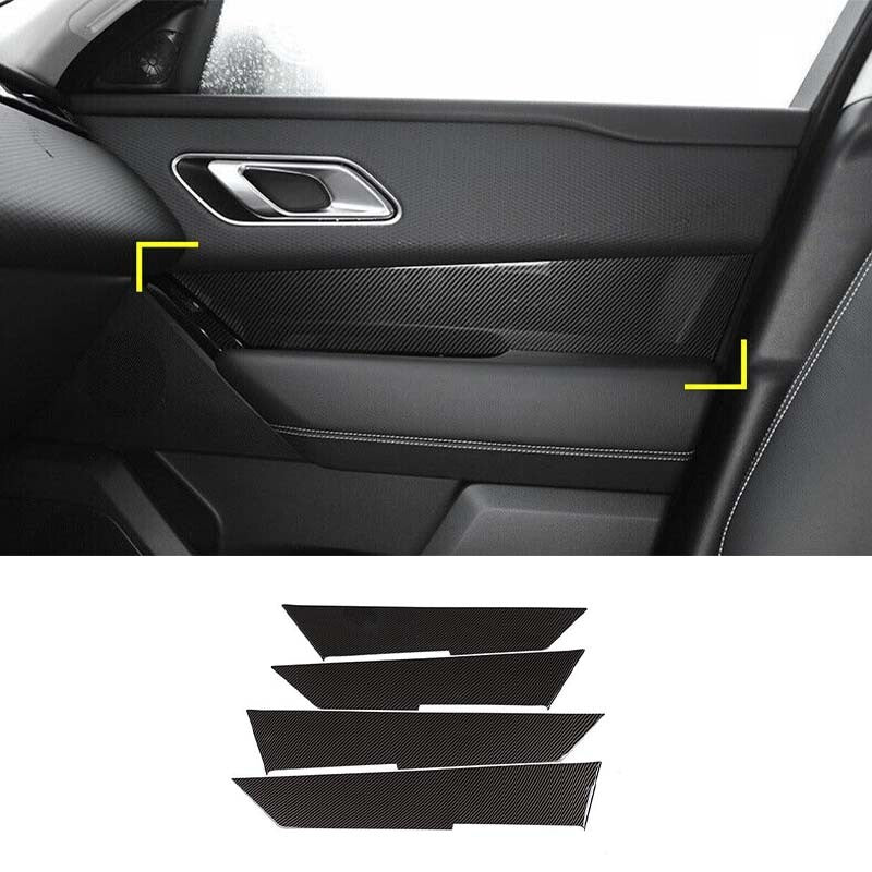 Fit for Range Rover Velar 2017-2021 Carbon Fiber Inner Door Panel Cover Trim 4pc