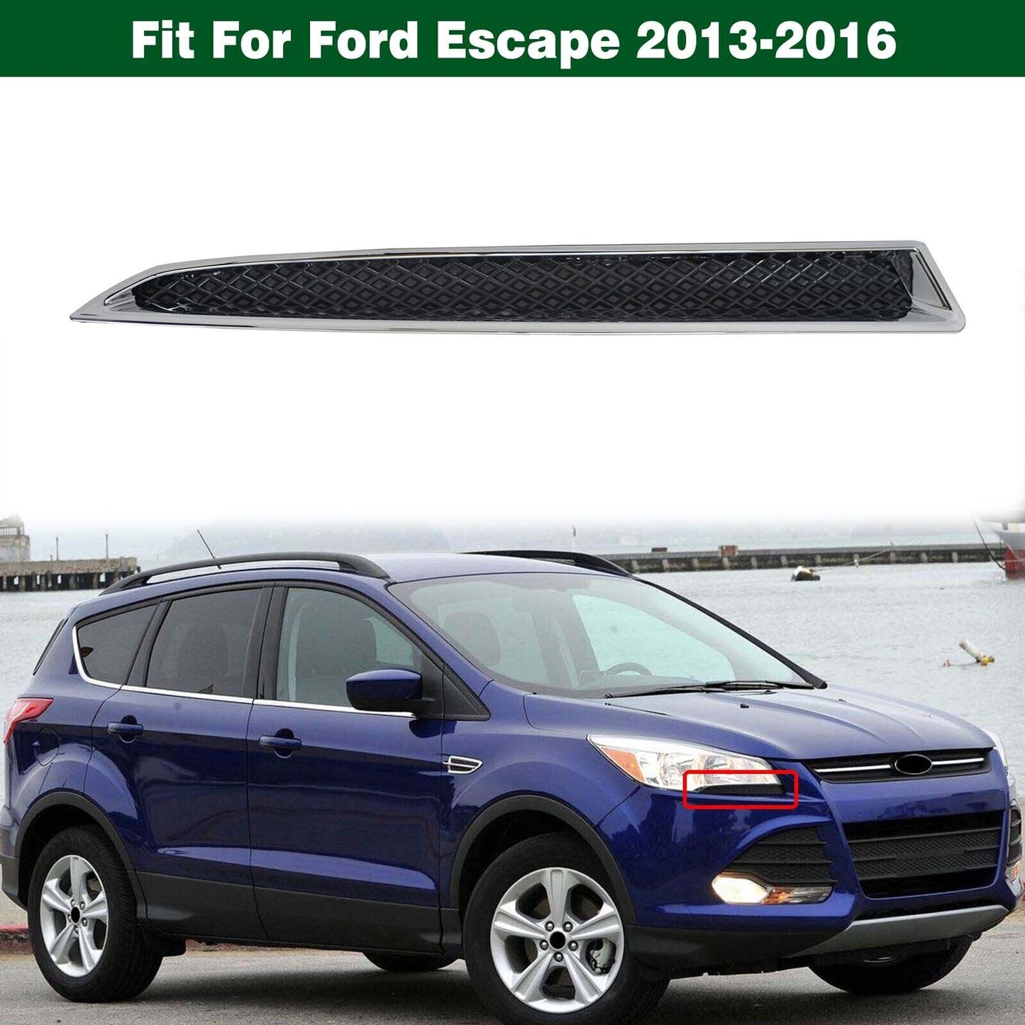 Headlight Lower Trim Chrome Moulding Right for Ford Escape 2013 2014 2015-2016