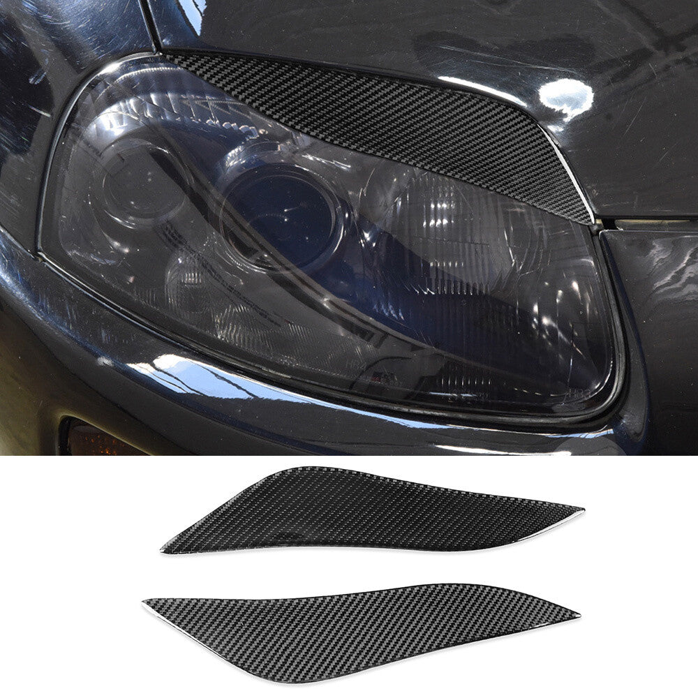 Carbon Fiber Front Headlight Eyelids Eyebrow Trim Fit For T@yota Supra 1993-1998