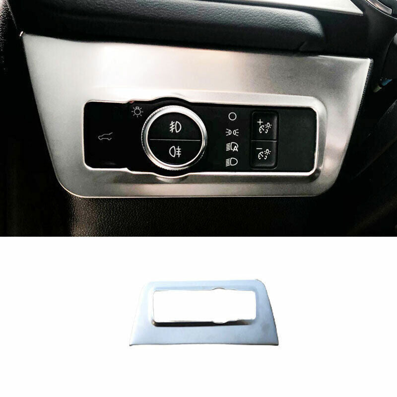 Silver Steel Headlight Switch Control Frame Molding Trim for Ford Escape 2020-22
