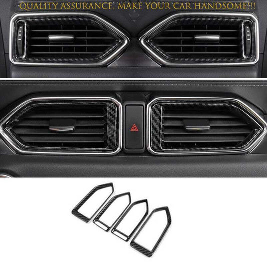 4X for Mazda CX-5 CX5 17-24 Carbon Fiber Center Console AC Air Outlet Vent Trims