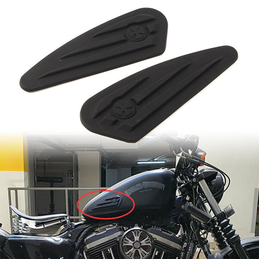 Fit for Harley Softail Dyna Sportster Rubber Fuel Gas Tank Knee Pads Decals Stickers