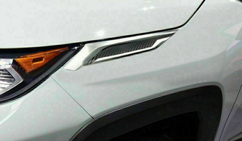 for Toyota RAV4 2019-2023 Carbon Fiber Chrome Front HeadLight Eyebrow Cover Trim