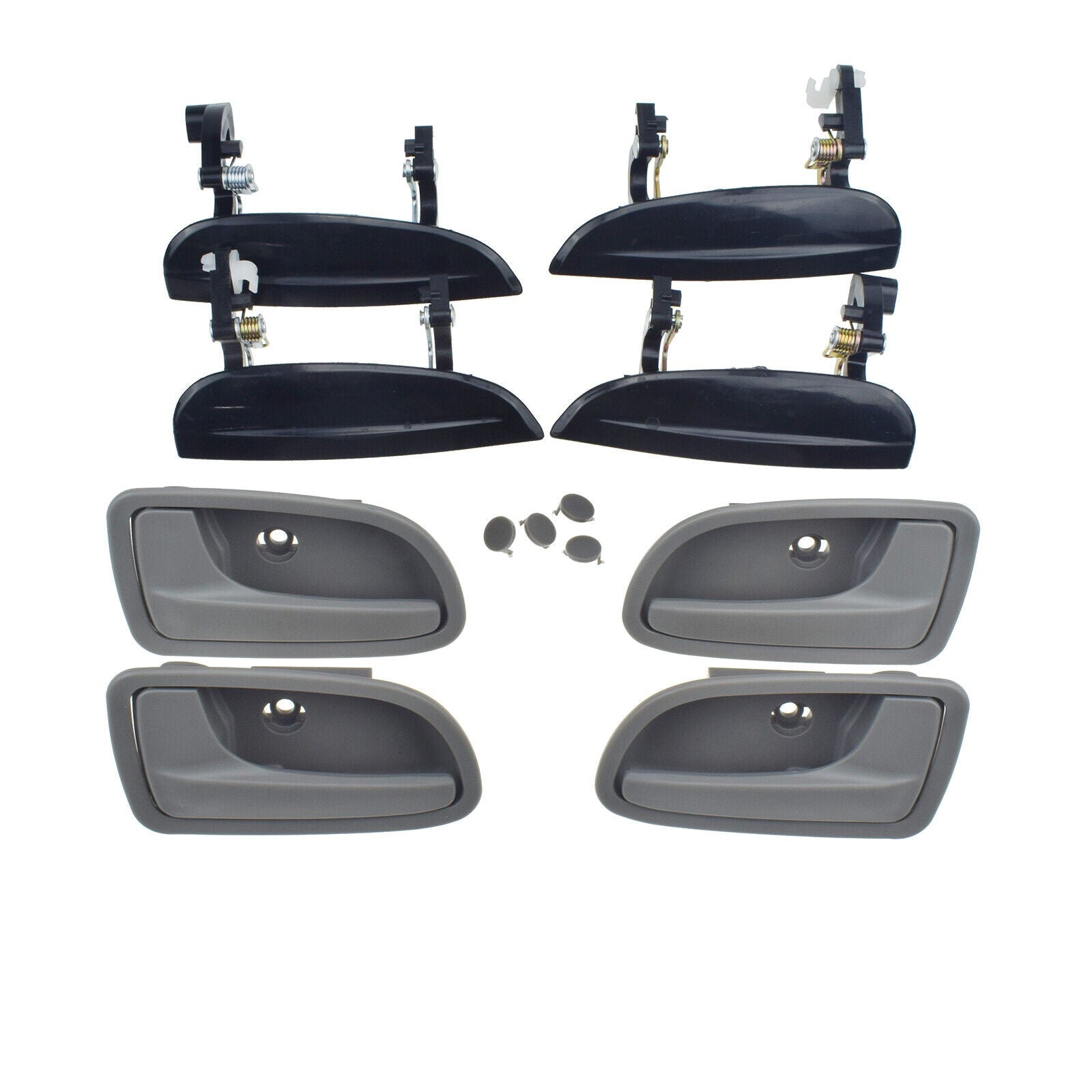 4Pcs Outside Black 4Pcs Inside Gray Door Handles For 2003-2005 for Kia Rio 1.6L