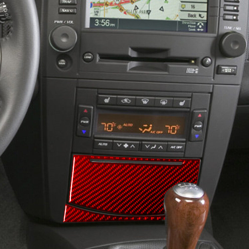 Red Ashtray Panel Carbon Fiber Cover Trim Cover for Cadillac CTS 2003-2007