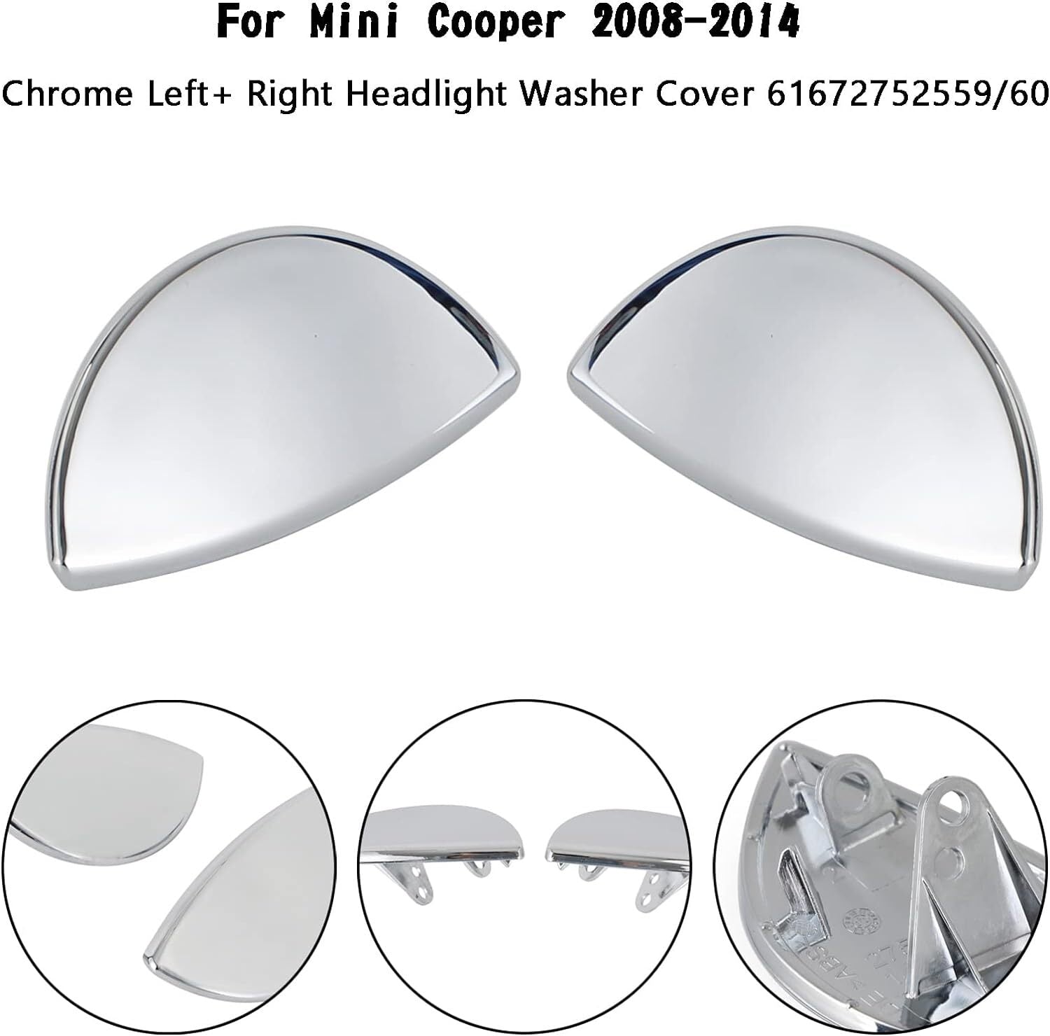 Left Right Headlight Washer Flap Chrome for Mini Cooper R55 R56 R57 R58 New