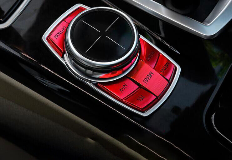 for BMW 5 Series G30 18-23 Red Aluminum Console Multimedia Button Cover Sticker