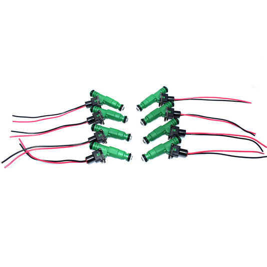 8 sets of fuel injectors and wiring harness connectors suitable for Chevrolet,for Volkswagen,for Audi,and for Volvo vehicles with a speed of 42 lb-ft and a capacity of 440 cc.