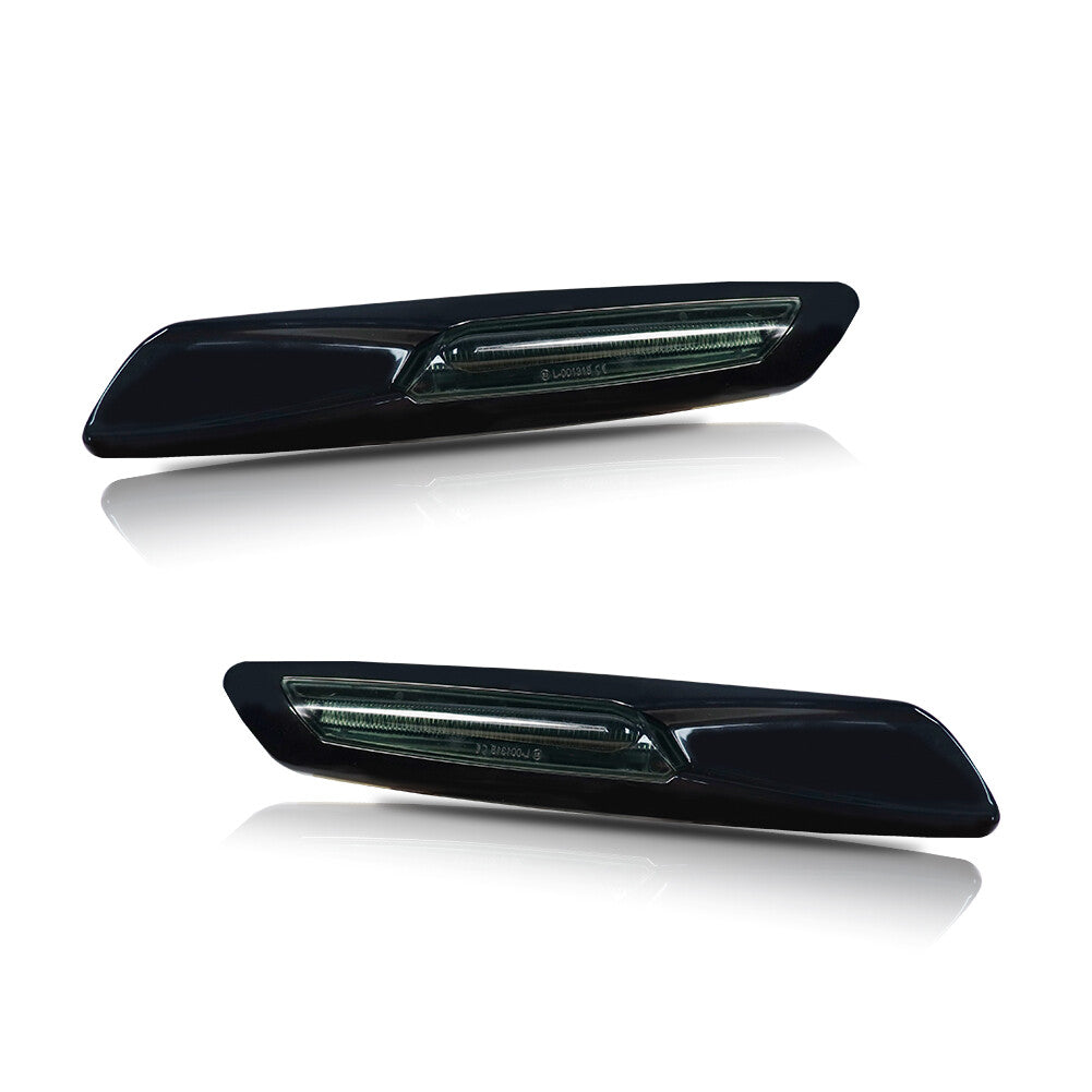 2-Piece Black Lens F10 Style Amber LED Smoked Side Marker Lights for BMW 135 Series