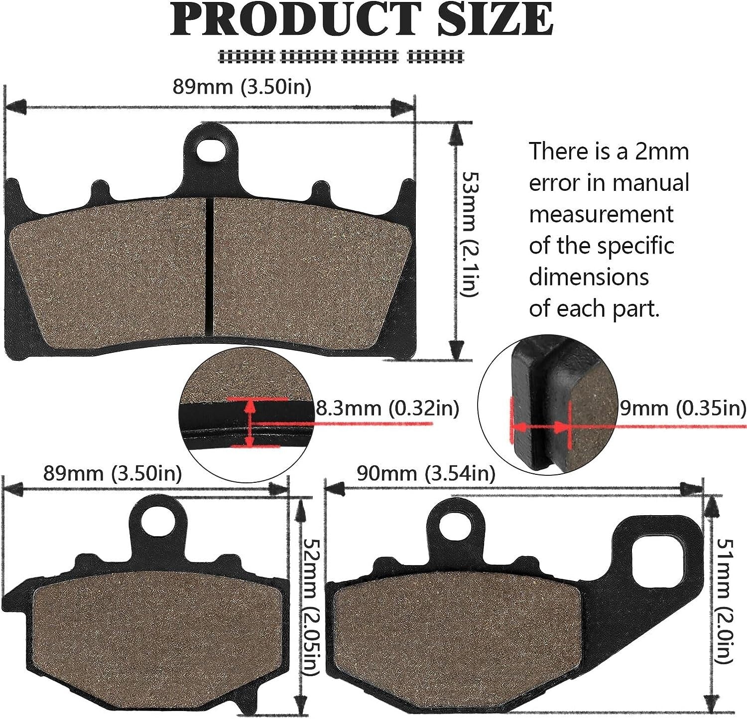 Front Rear Brake Pads for Kawasaki ZZR600 ZX 600 2005-2008, ZX6R ZX-6R ZX600 1998