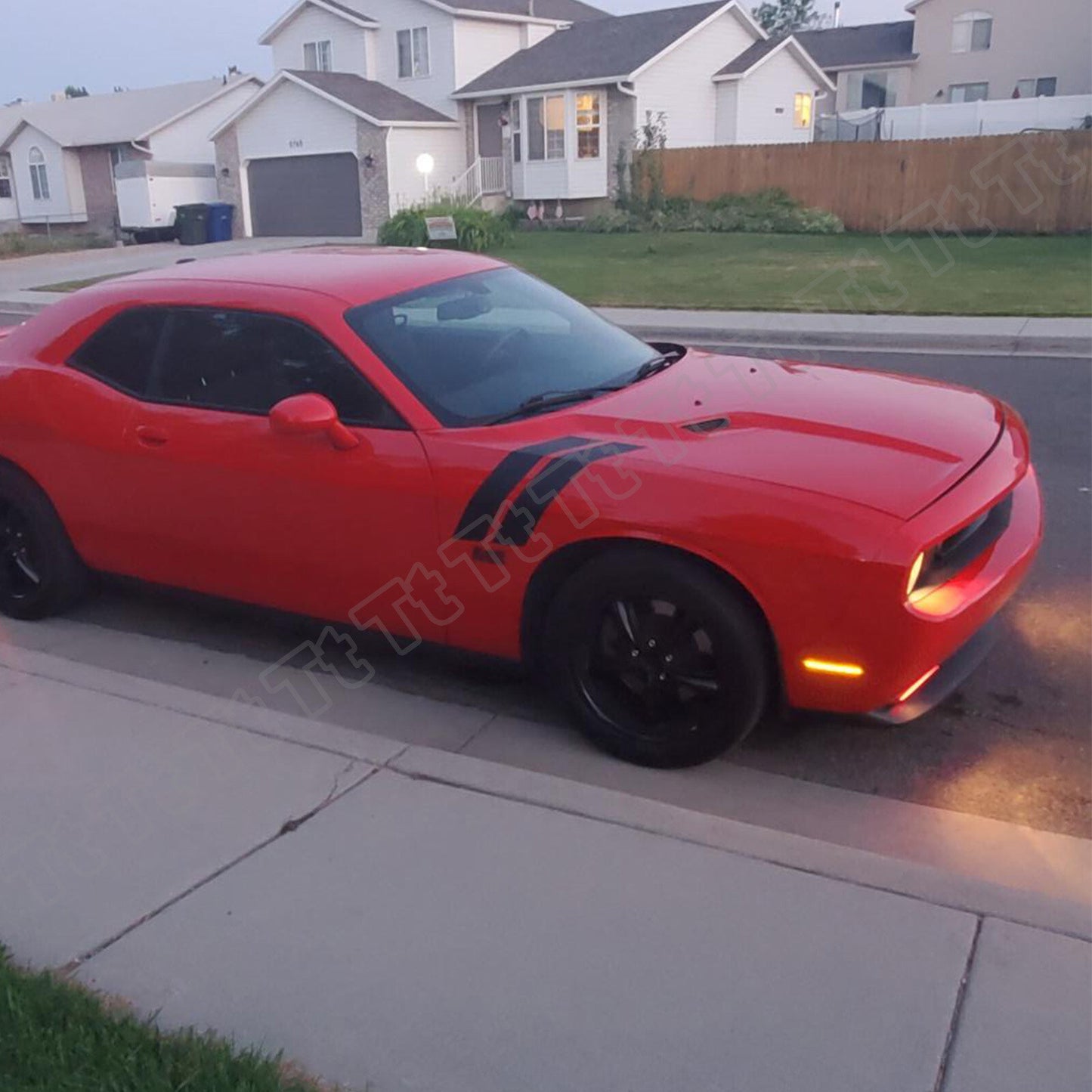 2-piece smoked lens front bumper LED side marker lights for 2008-2014 for Dodge for Challenger