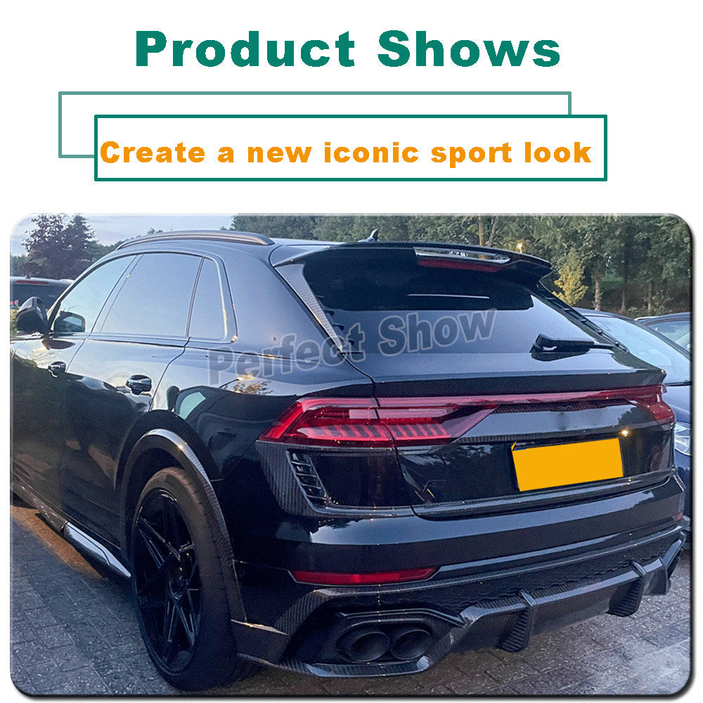 for Audi RSQ8 RS Q8 2020-23 Real Carbon Fiber Rear Roof Spoiler Top Window Wing