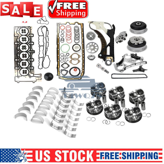 Engine Overhaul Gasket Kit Pistons Rings Bearings Guide Set Timing Chain for BMW