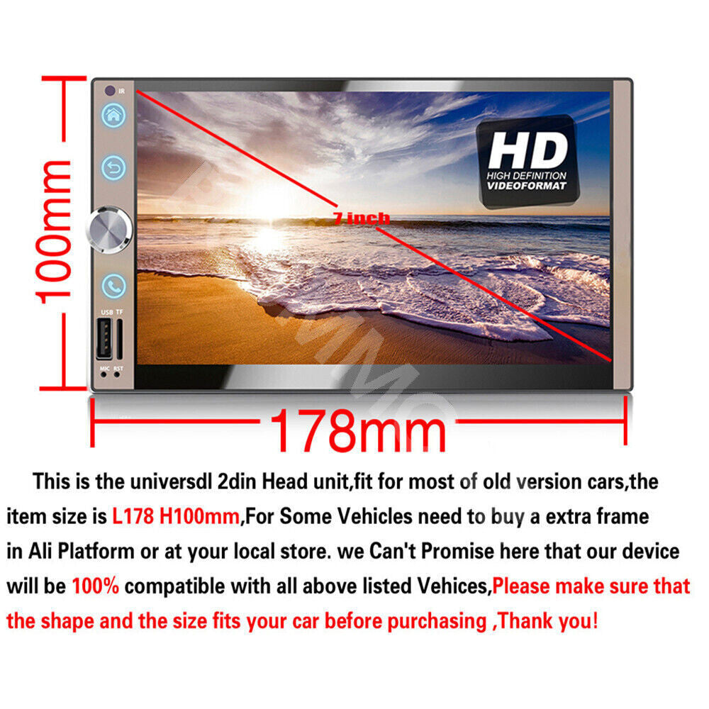 2Din 7in Android 10.0 Car Stereo Audio Radio GPS Navigation FM Wifi Bluetooth