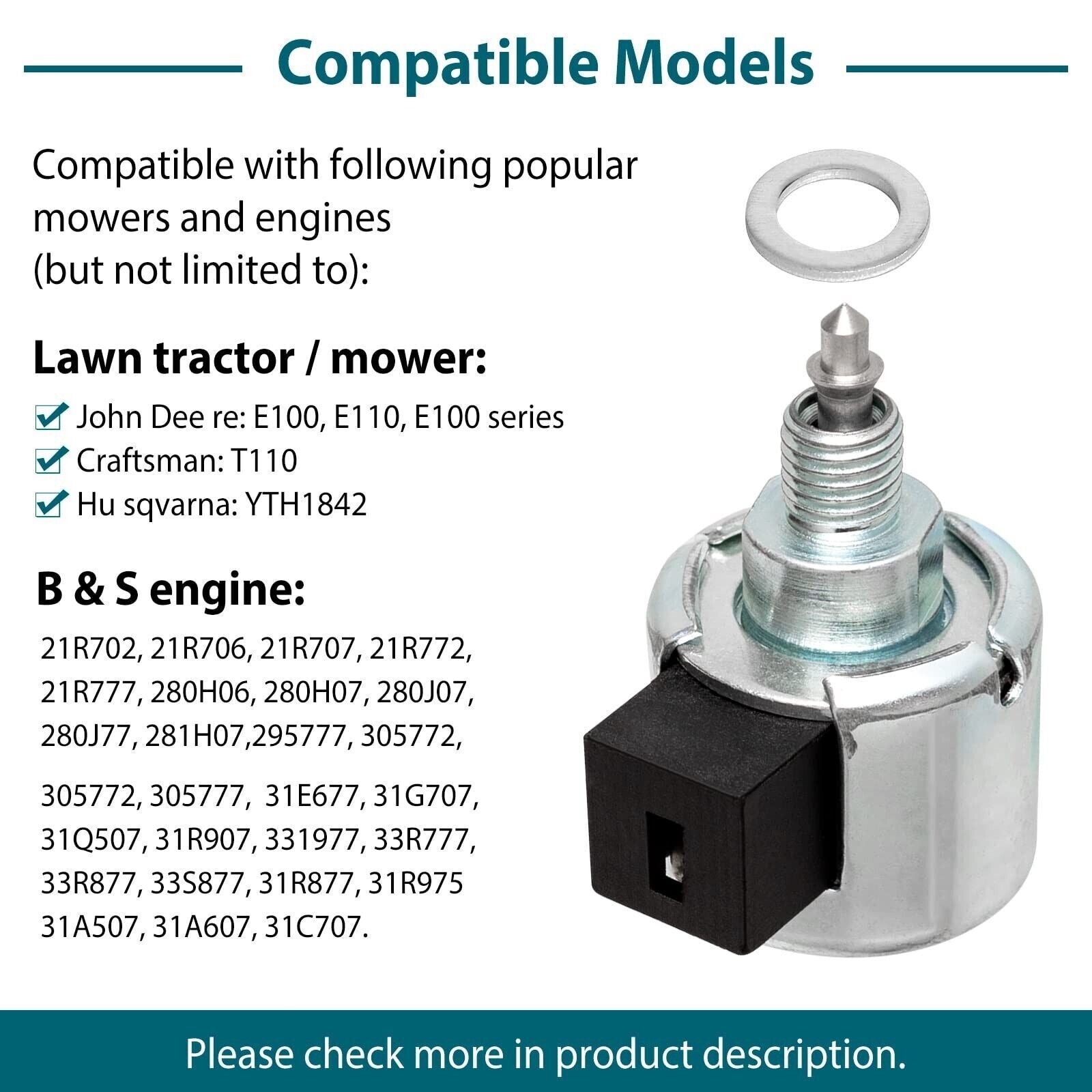 846639 Engine fuel Shut-Off solenoid valve Fuel For Lawn Garden Equipment